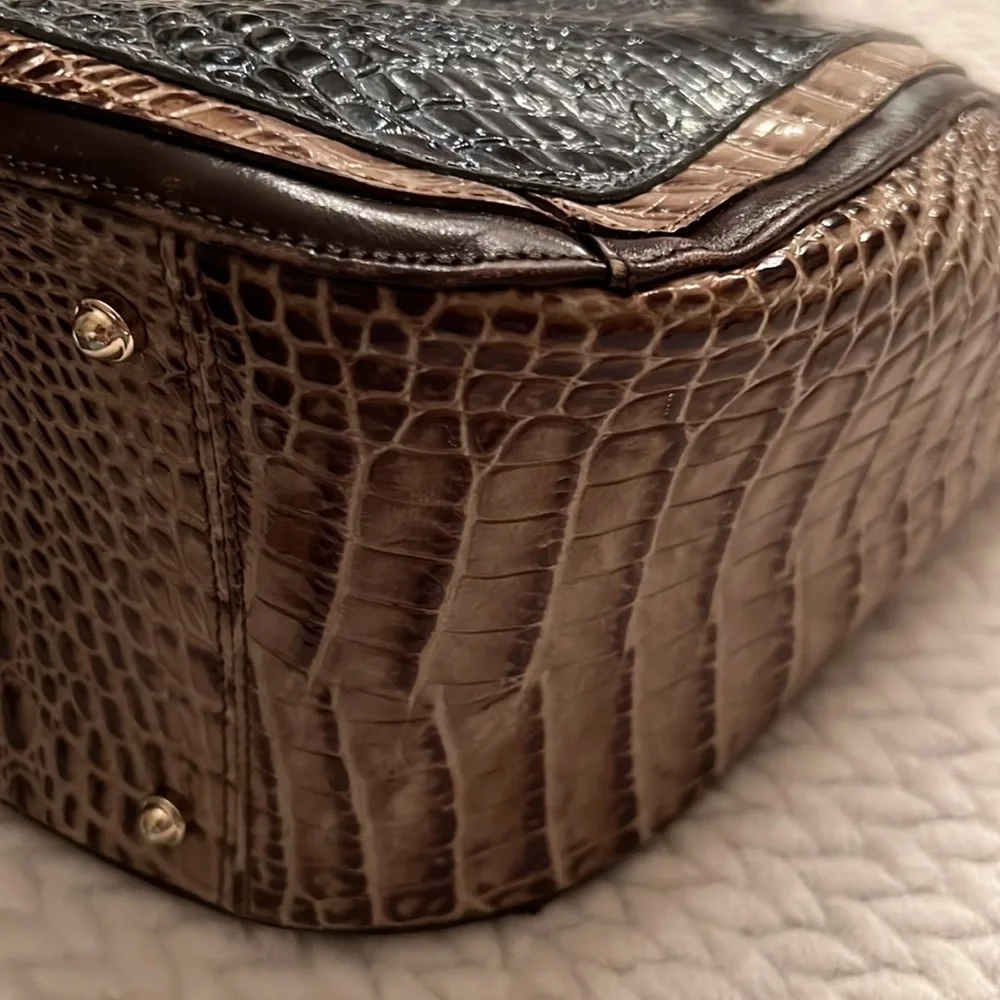 Brahmin Lena Mallard Davos Tote Medium Embossed Leather Shoulder Bag